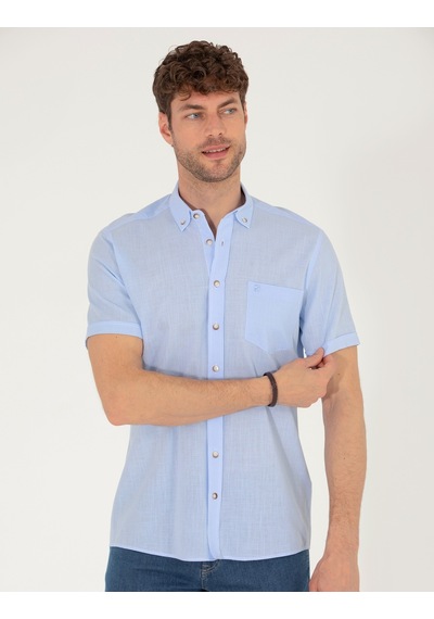 Pierre Cardin Erkek Açık Mavi Kısa Kollu Gömlek 50268184-vr003 Açık Mavi