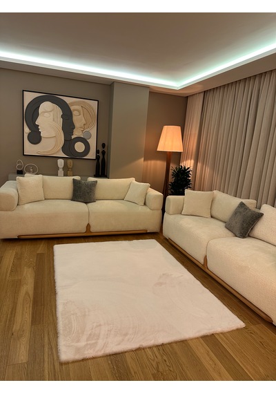 Ultra Soft Beyaz Yumuşak Dokulu Peluş Halı Dikdörtgen