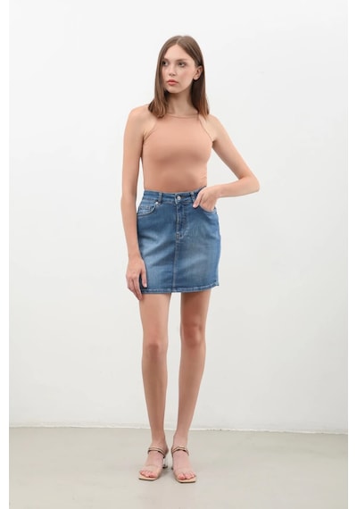 Banny Jeans Kadın Mavi Mini Jean Etek Mavi L