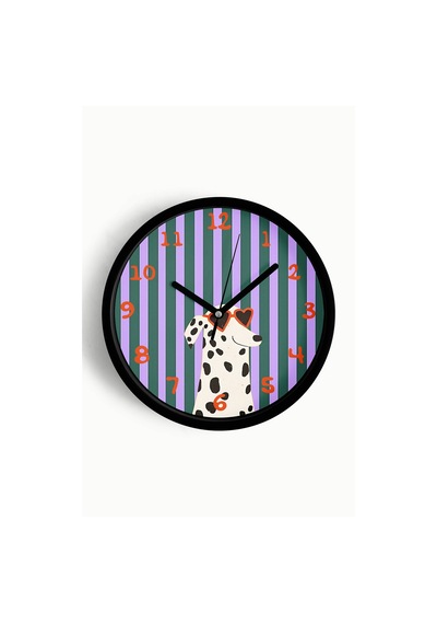 Dalmaçyalı Köpek Modern Duvar Saati - Çocuk Odası Duvar Saati - 30cm - Önü Camlı Siyah Kasa-jh1076 Siyah