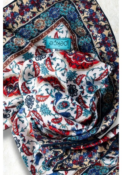 İpekçe Eşarp İp Rayon 100 100 Desenli - Lacivert Lacivert - Çok Renkli