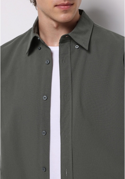 Colin's Colins Regular Fit Shirt Neck Düz Erkek Yeşil Uzun Kol Gömlek Cl1073845 Q1.v2 Kha Haki