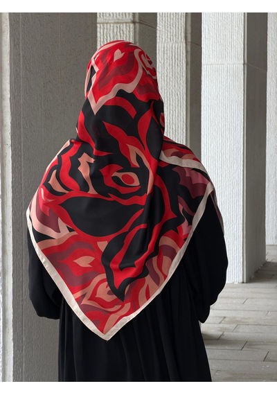 Qalortex Scarf Pamuklu Soft Mihrâ Desen Eşarp-rose