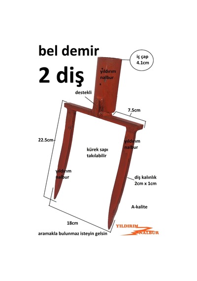 Ağaç Saplı Bel Çapa Belleme Bel Küreği Bahçe Belleme 2diş Tarla B