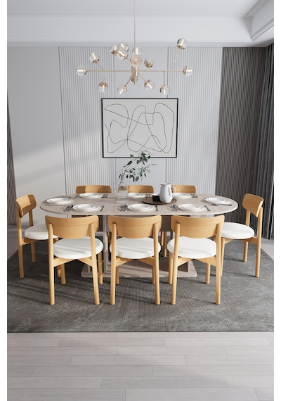 Modern 8 Kişilik Mutfak Yemek Masası Ve Sandalye %100 Mdf Mutfak Yemek Odası Masası Takımı Ymt08 Sidon Modern 8 Kişilik Mutfak Yemek Masası Ve Sandalye %100 Mdf Mutfak Yemek Odası Masası Takımı Ymt08 Sidon