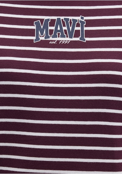 Mavi - Mavi Logo Baskılı Bordo Tişört 1613562-87982 Bordo