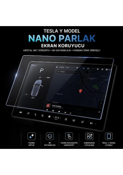 Tesla Model Y İle Uyumlu Ekran Koruyucu 16 İnç Multimedya, 9h Nano Esnek Cam