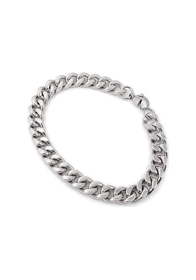 Gümüş Renk Traşlı Zincir Paslanmaz Unisex Çelik Bileklik - 2798 Gümüş