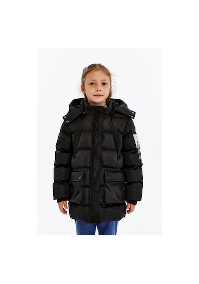 Benitto Kids Kız Çocuk Kalın Kışlık Kapüşonlu Kaban 51349 Siyah