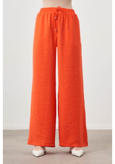 Mizalle Beli Lastikli Modal Nar Çiçeği Pantolon Narçiçeği