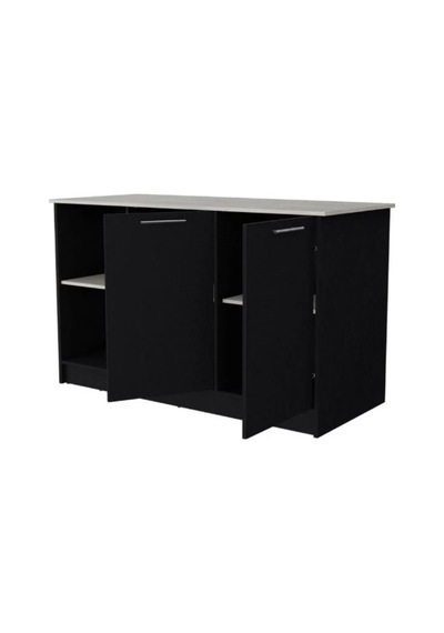 Kumsal Mutfak Adası - Antrasit-150 Cm-beyaz Tezgahlı Antrasit