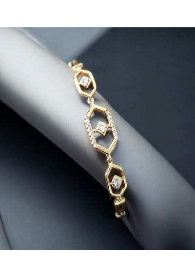 Xuping Modern Figürlü Zirkon Taşlı Kuyumcu Serisi Gold Premium Çelik Bileklik 17cm + 2cm Ayarlı