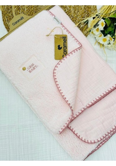 Caramell Müslin Ve Welsoft Bebek Battaniyesi Pembe