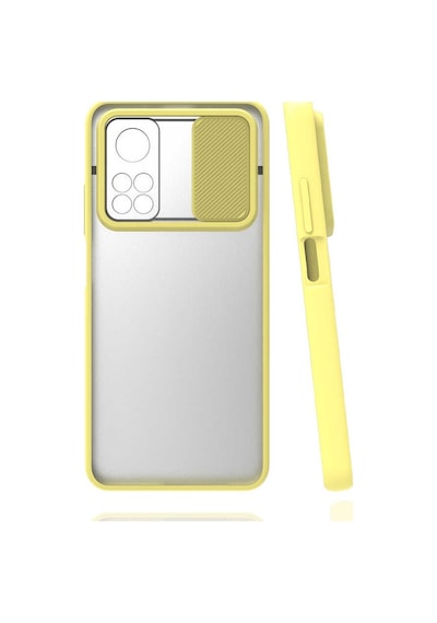 Kilifone - Xiaomi Uyumlu Mi 10t 5g - Kılıf Slayt Sürgülü Arkası Buzlu Lensi Kapak - Sarı
