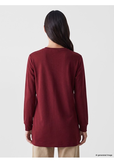 LC Waikiki Lc Waıkıkı Bordo Bisiklet Yaka Fırfırlı Kadın Sweatshirt Tunik