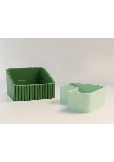 3d Baskı Fıstık Kasesi - Çift Hazneli Kabuk Ayırıcı Sunum Kasesi - Yeşil Mint