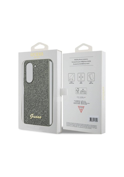 Galaxy Z Fold 5 Uyumlu Kılıf Guess Lisanslı Yazı Logolu Glitter Flakes Kapak Haki