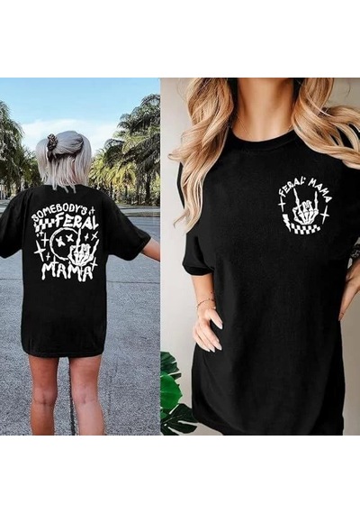 Modi Bisiklet Yaka Baskılı T-shirt - Siyah - Mymg142480