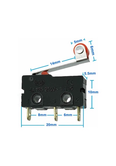Makaralı Micro Switch Anahtar 5a 5a 250v Uyumlu Rulo Makara Kollu No Nc Spdt Sınırlayıcı Momentary