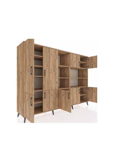 Hyperion Dolap 14 Raflı 9 Kapaklı 220x44x163 Çam-çam Çam-çam