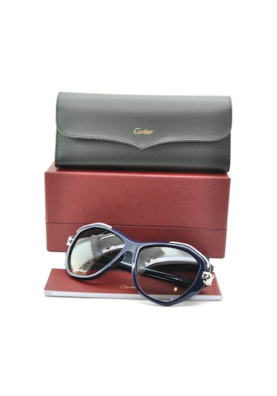 Cartier Panthere De Cartier Cat Eye Mavi Gri Degrade Kedi Gözü Güneş Gözlüğü T8201075 Gümüş - Mavi