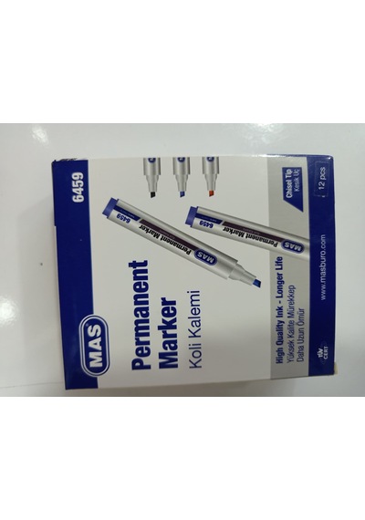 Mas Permanent Marker Koli Kalemi Kesik Uç Kırmızı 6459 12'li Kutu
