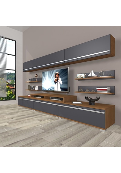 Decoraktiv Ekoflex 8y Mdf Tv Ünitesi Tv Sehpası Ceviz - Antrasit