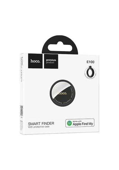 Hoco. E100 Graceful Intelligent Find My Özellikli Anti-lost Apple Uyumlu AirTag Takip Cihazı - Siyah Beyaz - Siyah