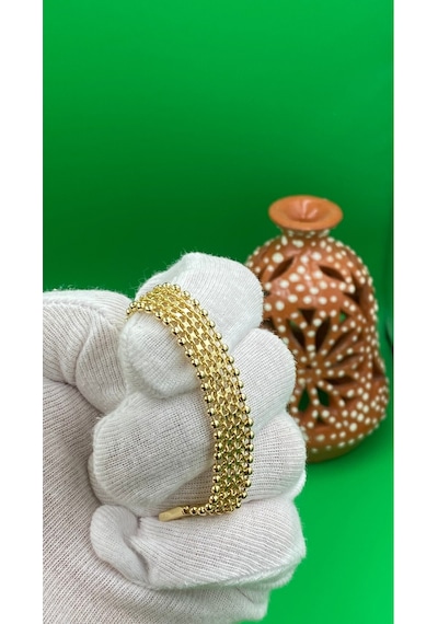 Xuping 14 Ayar Altın Kaplama Örgü Çelik Bileklik Gold