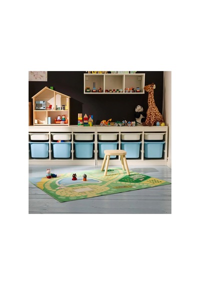 Ikea Hussparv Çocuk Oyun Halısı 100 X 133 Cm Yeşil - Açık Yeşil - Sarı Çok Renkli