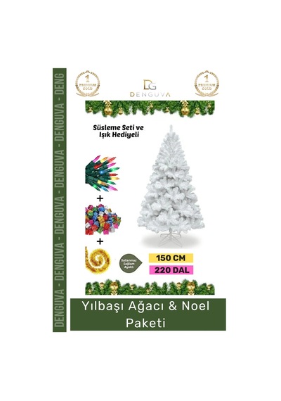 Noelpaketi Yılbaşı Çam Ağacı Ev Ofis Dekorasyonu Kaliteli Sık Dallı Noel Paketi 150 Cm 220 Dal Standart