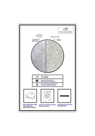 Calico Tekli Banyo Paspası 60x100 Cm , Kaydırmaz Tabanlı, Yıkanabilir Renkli