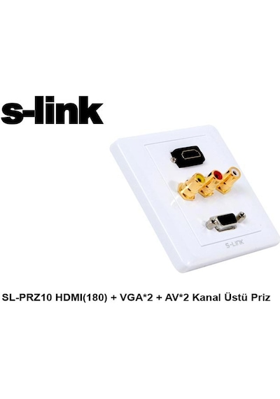 S-link Sl-Prz10 Hdmı 180 + Vga-2 + Av-2 Kanal Üst Priz