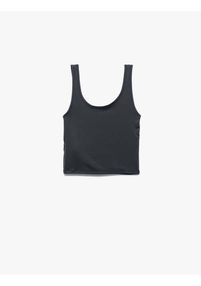 Koton U Yaka Slim Fit Kolsuz Basic Crop Bluz Lacivert 5sal30198ık Lacivert