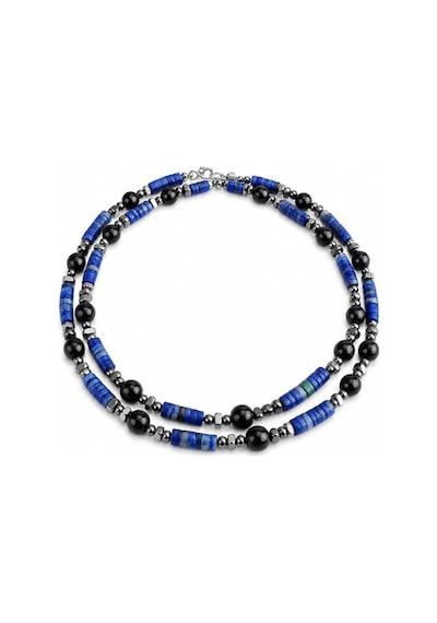 Lapis Lazuli, Oniks Ve Hematit Doğaltaş Erkek Kolye Çok Renkli