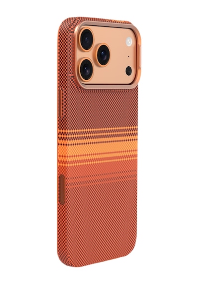 Piili Apple iPhone Uyumlu 17 Pro Max Kevlar Serisi Magsafe Kılıf Dokuma Turuncu