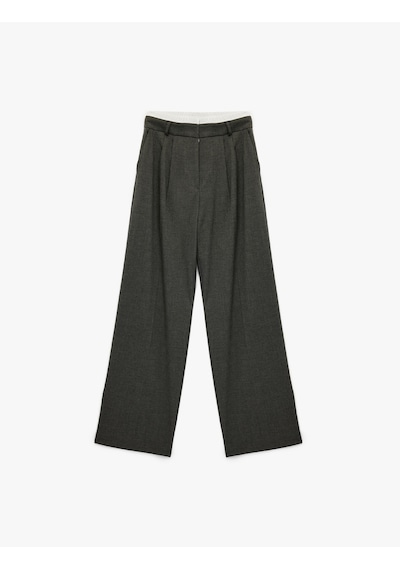 Koton Cepli Pile Detaylı Geniş Paça Baggy Kumaş Pantolon Gri 6wak40067pw Gri