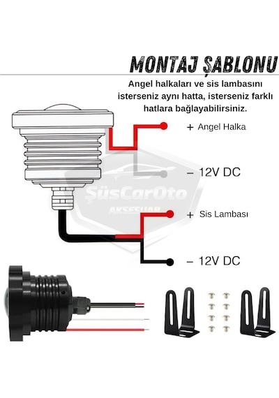 Opel Corsa C 2000-2006 Uyumlu Üniversal Mercekli Angel Sis Farı Metal Su Geçirmez 76 Mm Turu Halkalı Gündüz Farı Sis Farı 55977160