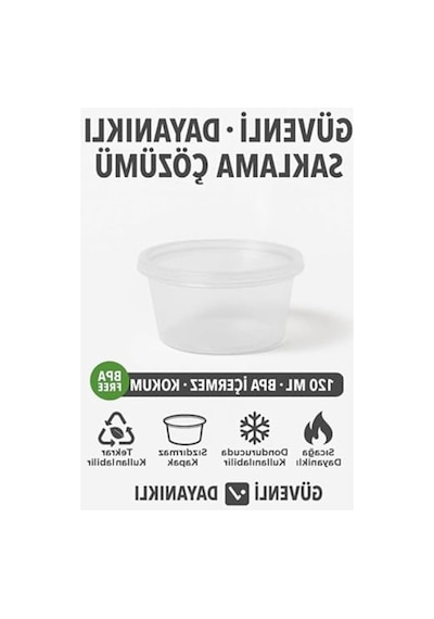 120 Ml Kapasiteli 50 Adet Sızdırmaz Saklama Kabı, Dondurucu Uyumlu 0