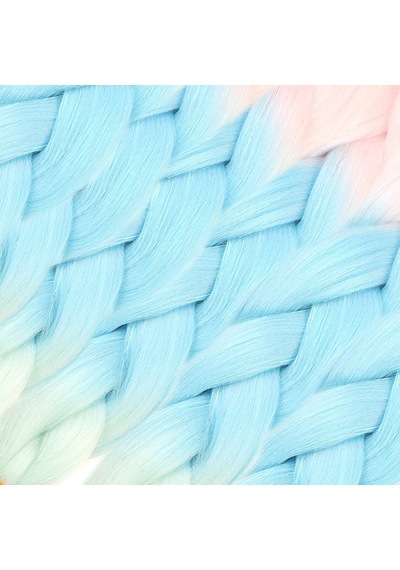 Simli Şeker Pembe / Açık Mavi / Su Yeşili Ombreli Örgülük 100 Gr. - Mıex-739930 Çok Renkli