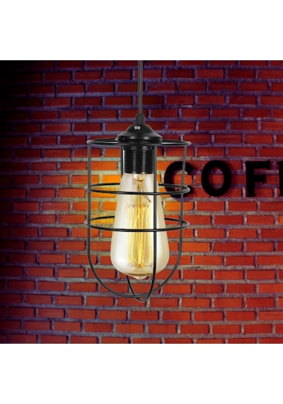 Kafes Siyah Metal Sarkıt Barista Cafe Hol Avize Depo Aydınlatma Siyah
