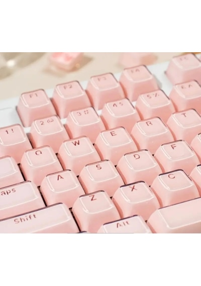 Mekanik Klavye Crystal Jelly Keycap -136 Tuşlu Yarı Saydam  Rgb Tuş Takımı Pembe