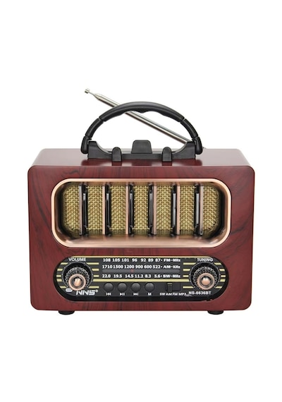 Orta Boy Retro Ahşap Tasarım Bluetooth Hoparlörlü Radyo Fm/am Destekli, Şarjlı Ve Taşınabiliri Radyo Ns-6636 38894572
