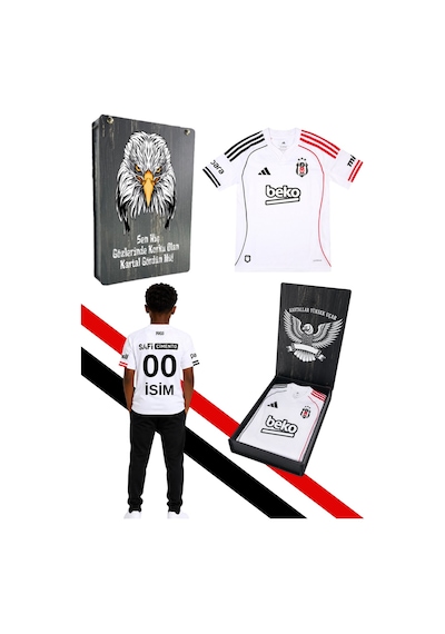 Lisanslı Adidas Beşiktaş Forma 25-26 Sezon Beyaz Çocuk Forması Kişiye Özel