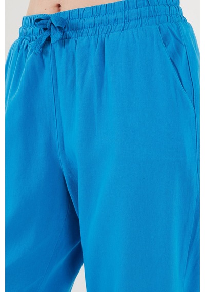Lela Pamuklu Normal Bel Regular Fit Düz Paça Bayan Pantolon 668Yp42282S4 Saks