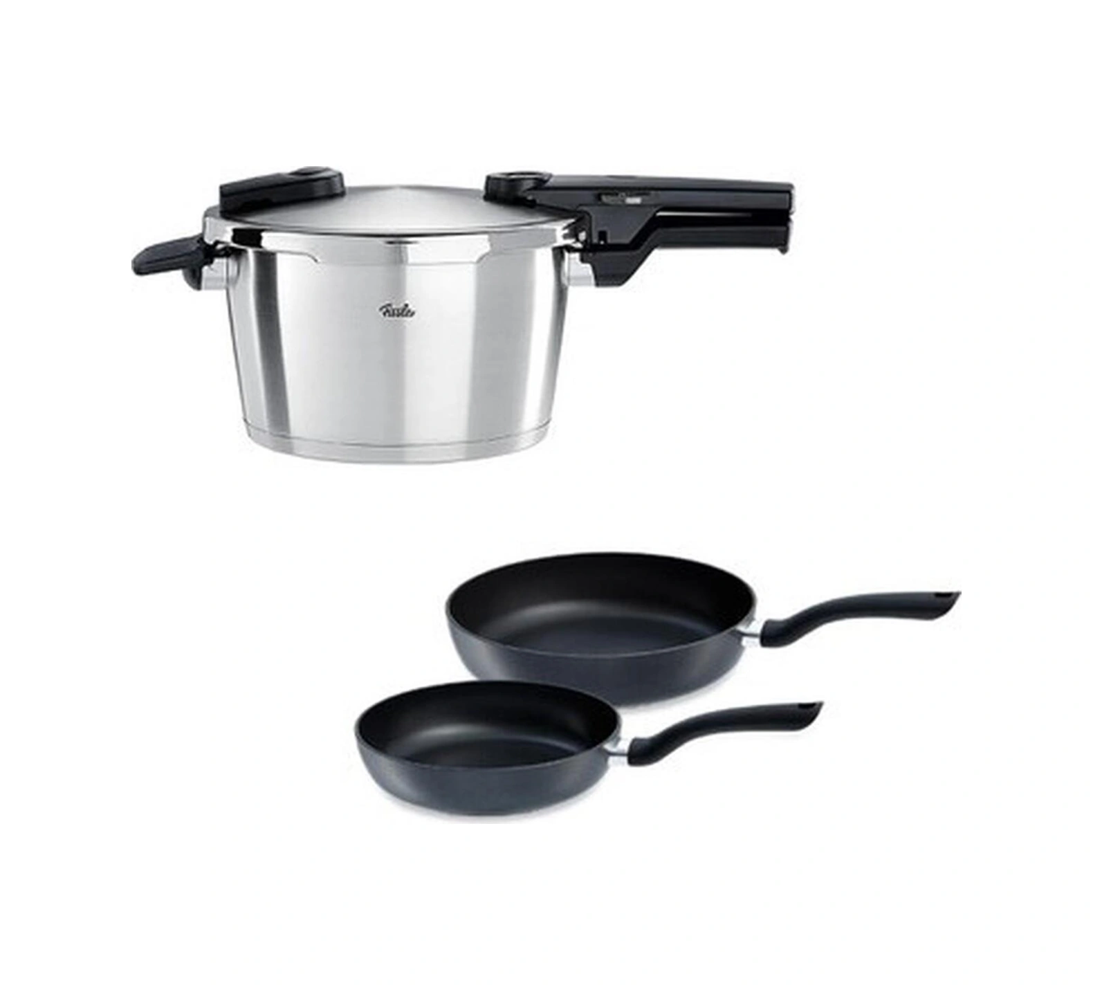 Fissler Vitaquick Premium 4,5 Litre Düdüklü Tencere + Tava Set Bakır - Siyah