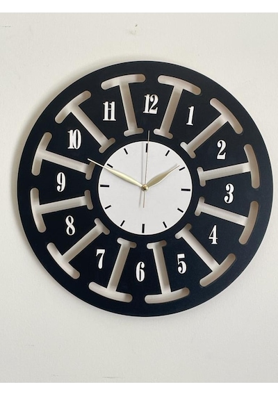 Ümra Lazer Lazer Kesim Dekoratif Duvar Saati 40x40 Cm Umrasaat8 Siyah