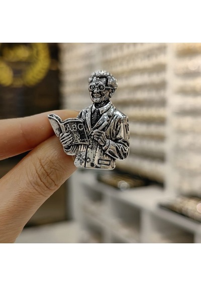 Lente Aksesuar Silver Renk Öğretmen Broş-kitap Ve Kalemli Öğretmen Yaka İğnesi Çok Renkli