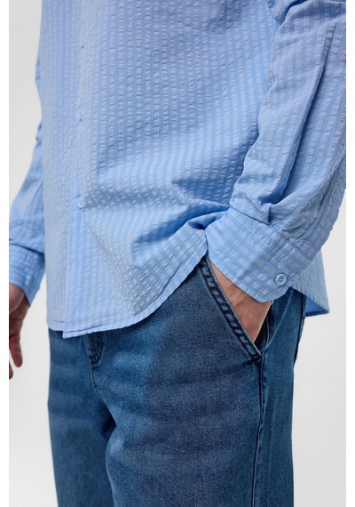 Backandbond Mavi Regular Fit Uzun Kollu Gömlek