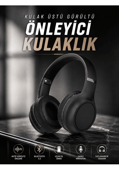 Kulak Üstü Kablosuz Bluetooth Kulaklık Gürültü Önleyici Ayarlanabilir Tkdytgsraff2ukdbwc4